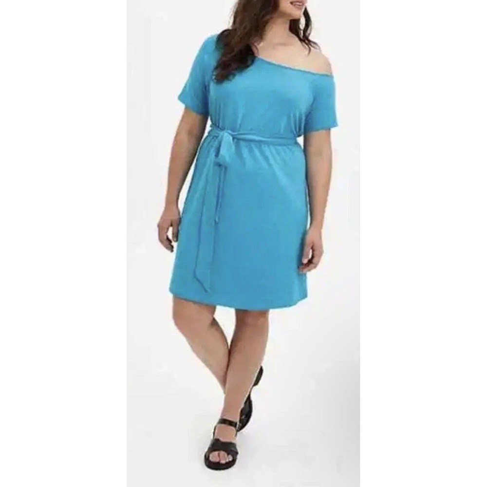 Torrid‎ 1 Teal Callie T-Shirt Dress 1X 14-16 NWT Short Sleeve Belted Blue